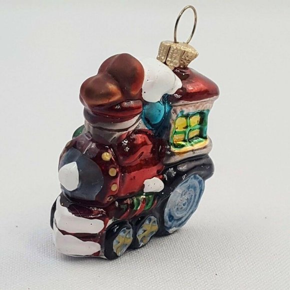 Christmas Tree Ornament Mini Train European Blown Glass Railroad Locomotive - Picture 4 of 9